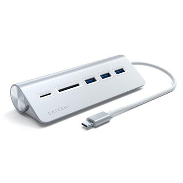 satechi usb-c aluminium usb 3.0 hub & card reader - silver